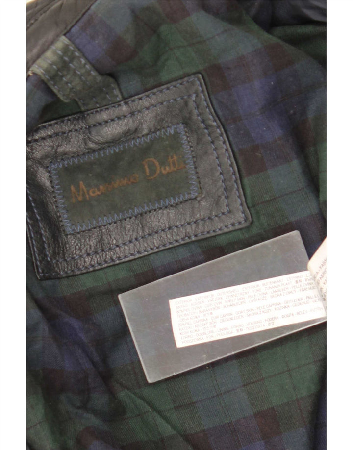 Massimo Dutti Herre Læderjakke UK 42 XL Sort fåreskind