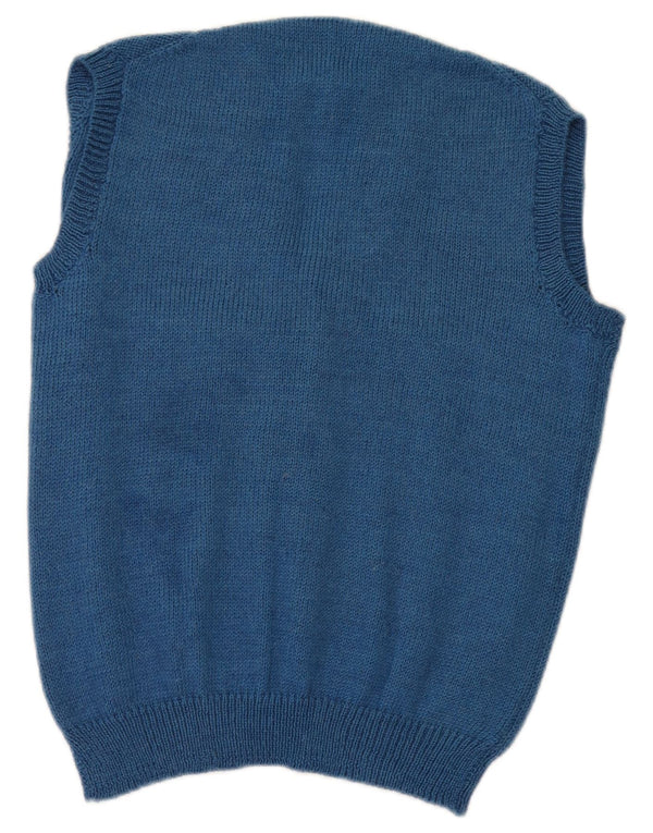 Vintage ærmeløs cardigan sweater til kvinder UK 18 XL Blå