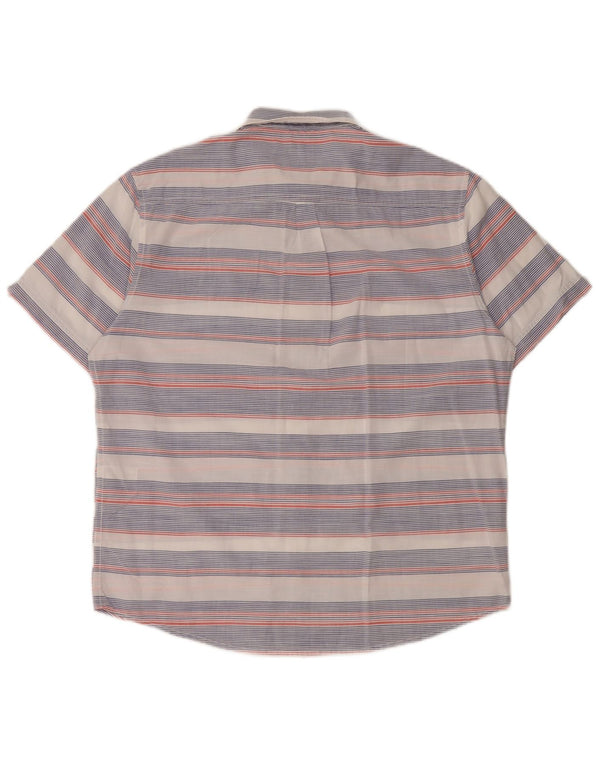 JAMES PRINGLE Mens Short Sleeve Shirt Medium White Striped Cotton