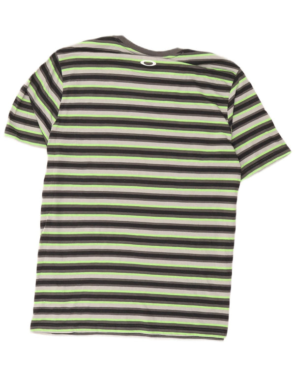 Oakley Herre Regular Fit T-Shirt Top XL Grøn Stribet Bomuld