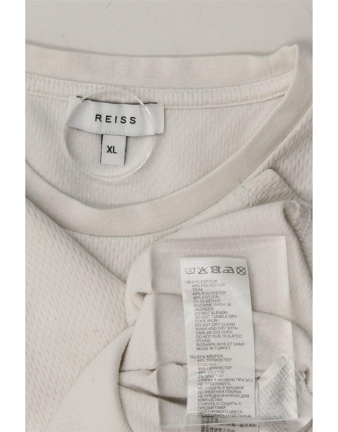REISS Mens T-Shirt Top XL White Cotton Vintage Reiss and Second-Hand Reiss from Messina Hembry 