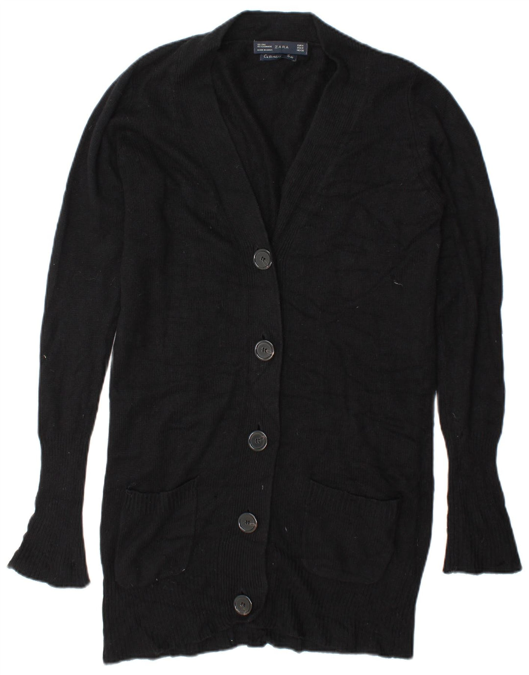 Zara Dame Longline Cardigan Sweater UK 14 Medium Sort Silke