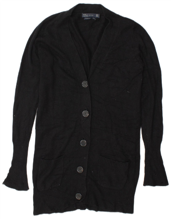 Zara Dame Longline Cardigan Sweater UK 14 Medium Sort Silke