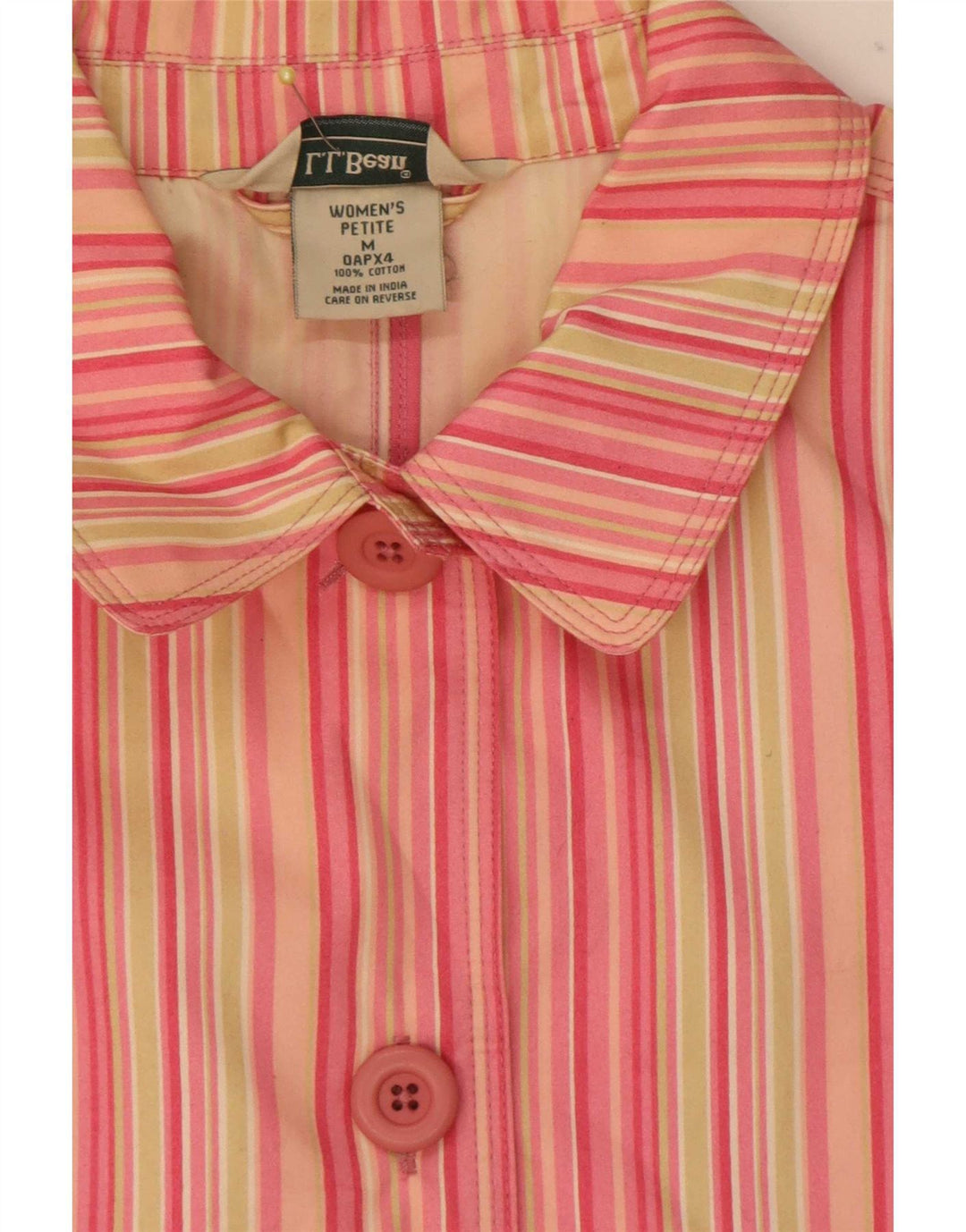L.L.Bean Dame Petite 5-knaps blazerjakke UK 14 Medium Pink stribet