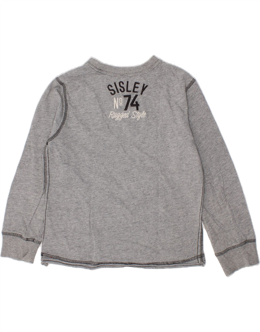 SISLEY Boys Graphic Top Long Sleeve 4-5 Years Grey Vintage Sisley and Second-Hand Sisley from Messina Hembry 
