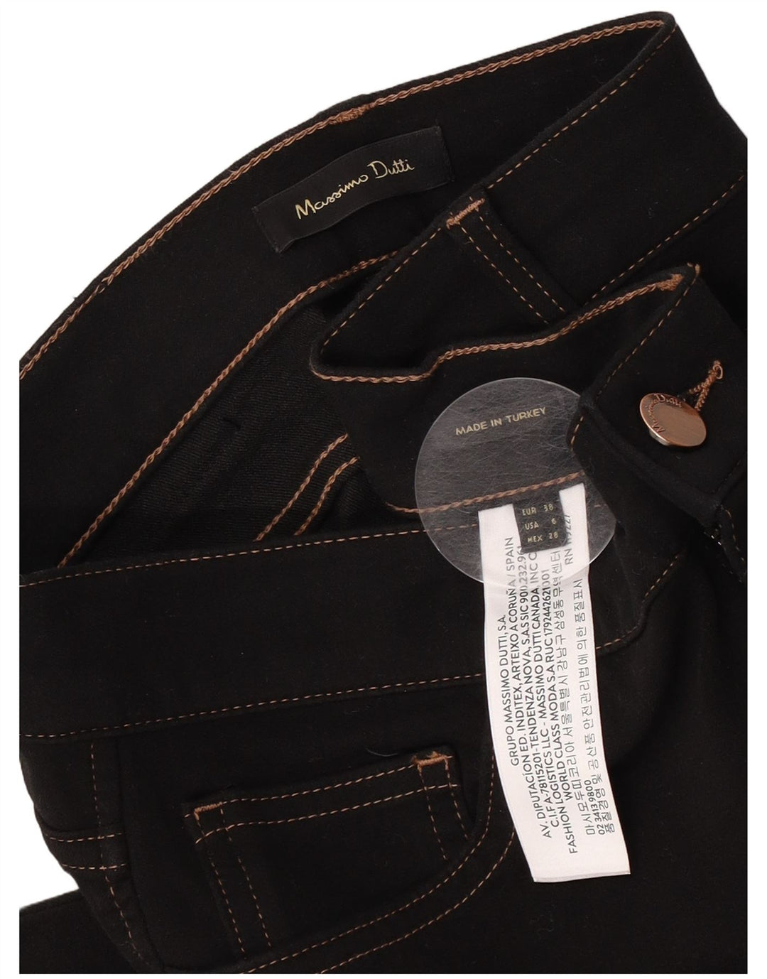 Massimo Dutti Dame Slim Jeans EU 38 Small W28 L30 Sort Bomuld
