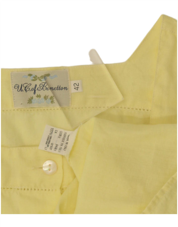 Benetton Dame Kortærmet Bluse IT 42 Medium Gul Linen