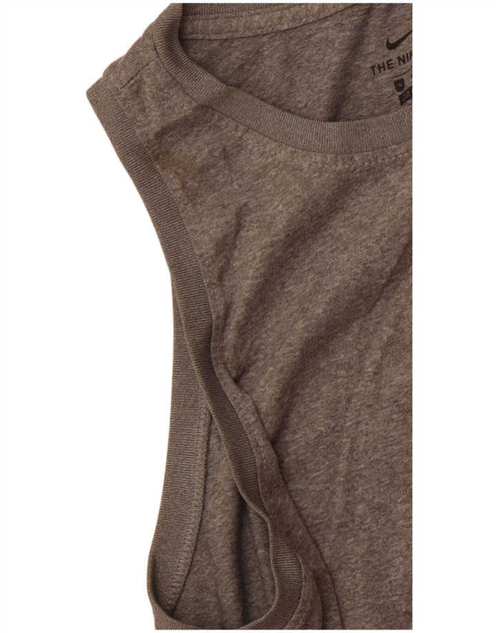 NIKE Dame Dri Fit Vest Top UK 12 Medium Grey Flecked Polyester