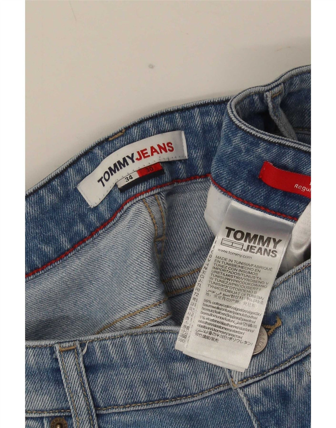 Tommy Hilfiger Herre Regular Straight Jeans W34 L27 Blå Bomuld