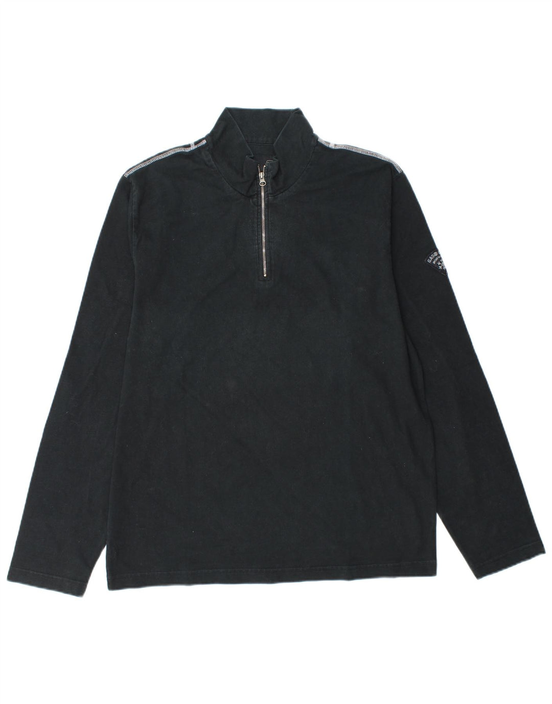 Gas Herre Zip Neck Top Langærmet XL Sort Bomuld