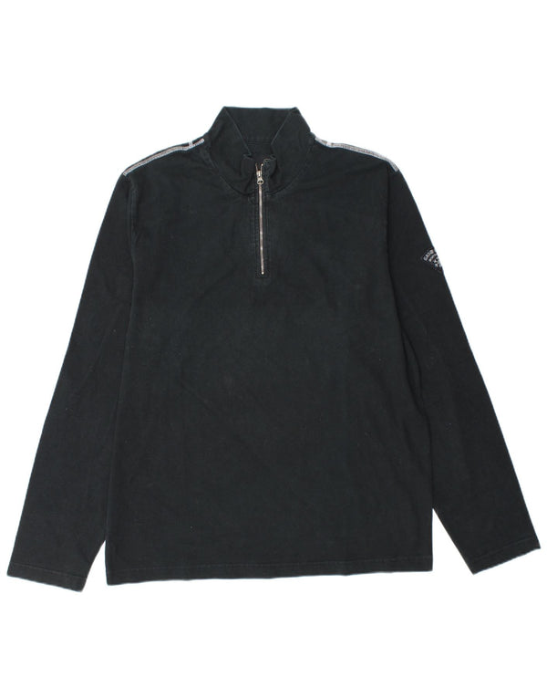 Gas Herre Zip Neck Top Langærmet XL Sort Bomuld