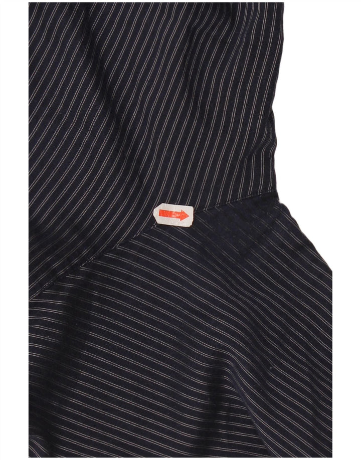 Armani Herre Ternet Regular Fit skjorte Stor marineblå stribet polyester