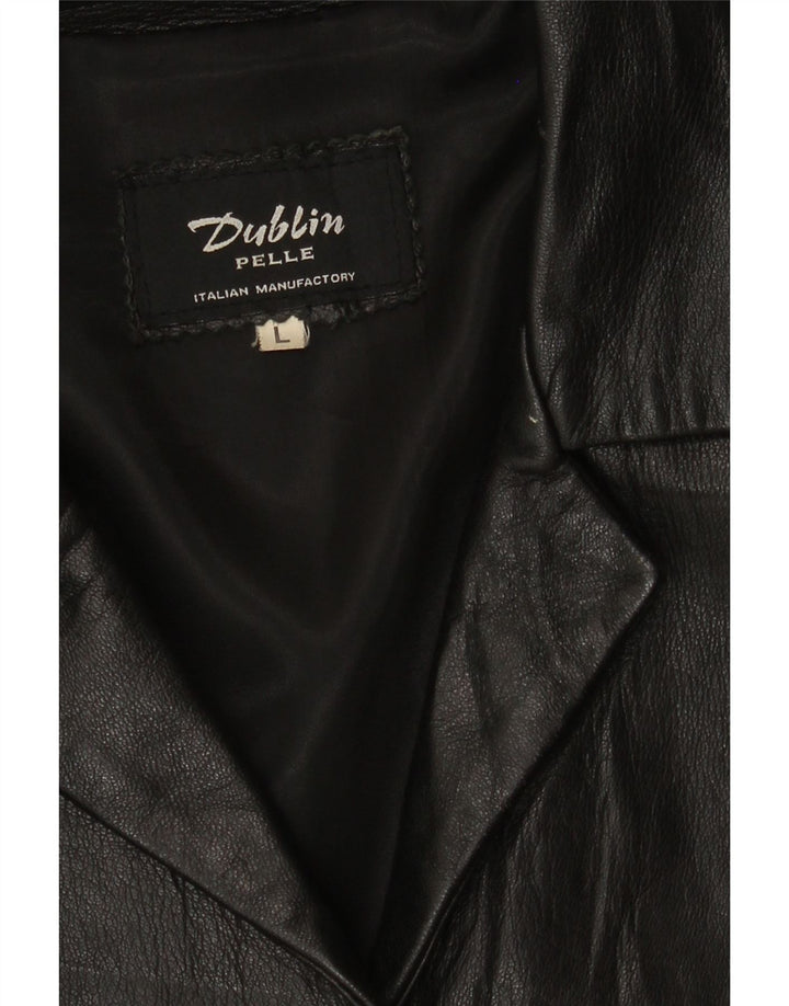 VINTAGE Womens Dublin Leather Jacket UK 16 Large Black Leather