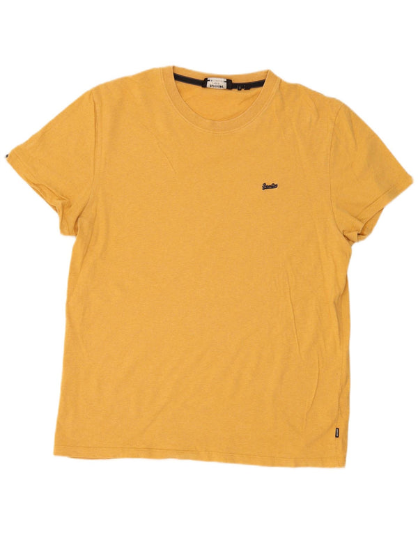 Superdry T-shirt top til mænd 2XL gul flækket bomuld