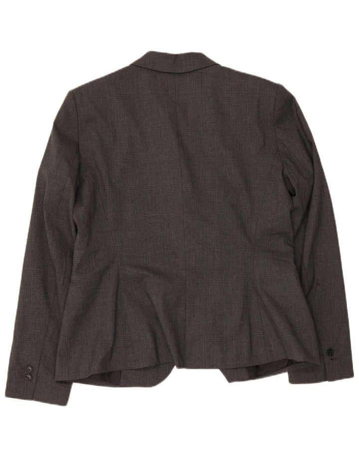 Zara Dame 1-knaps blazerjakke EU 42 Stor grå ternet polyester