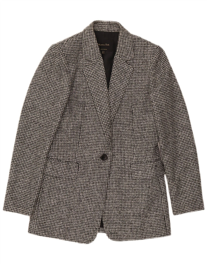 Massimo Dutti Dame 1-knaps blazerjakke EU 34 2XS Grå Houndstooth Uld