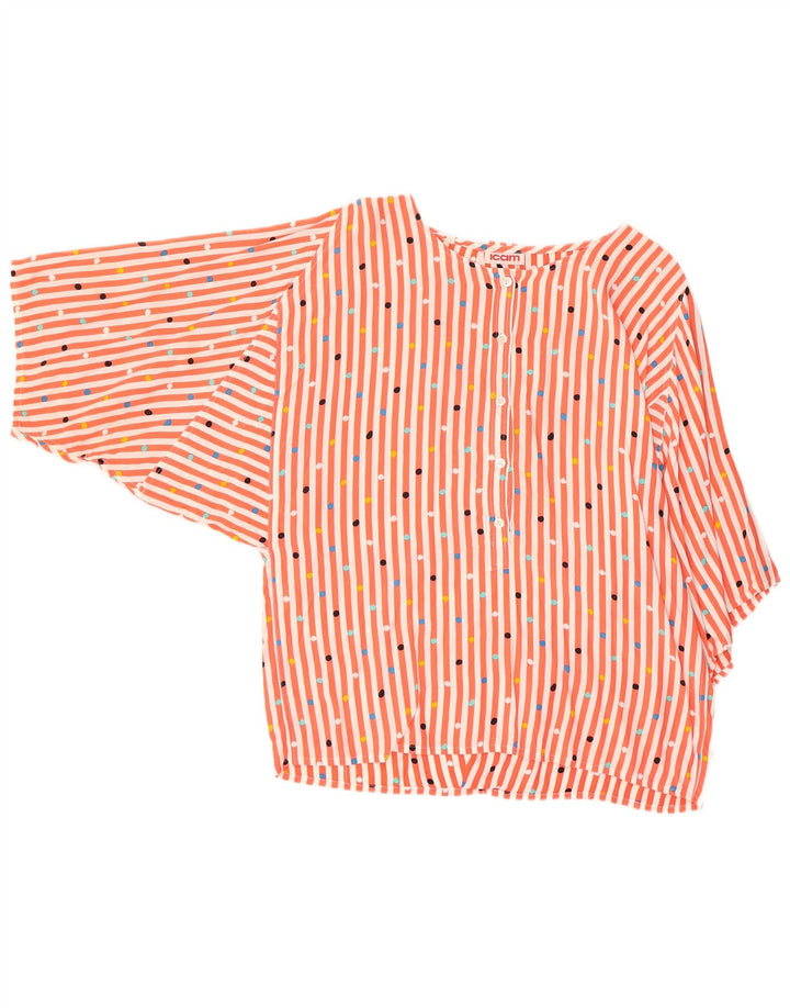 ICAM Womens 3/4 Sleeve Blouse Top IT 44 Medium Orange Striped Viscose