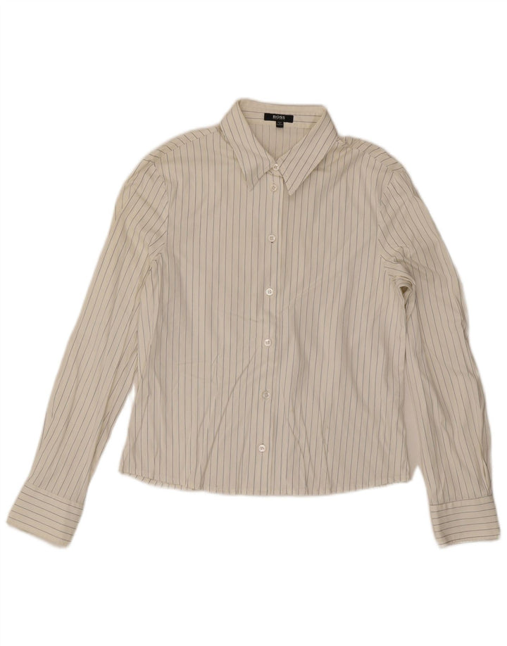 Hugo Boss Dameskjorte UK 12 Medium White Pinstripe