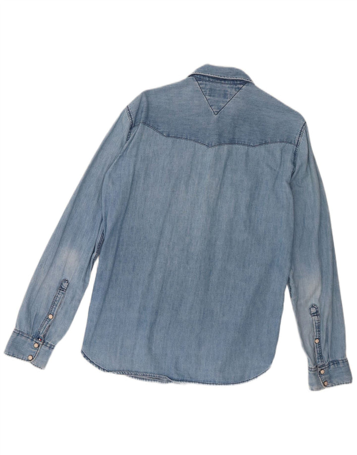 Tommy Hilfiger Denimskjorte til mænd, lille blå bomuld
