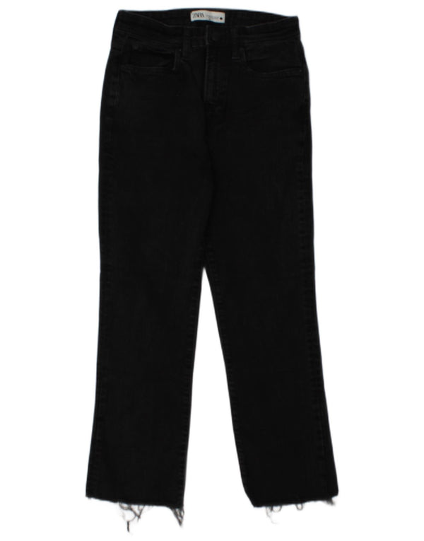Zara Womens Crop High Waist Jeans EU 38 Small W28 L25 Black Cotton
