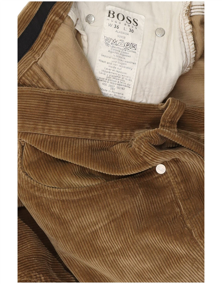 HUGO BOSS Herre Alabama lige fløjlsbukser W36 L30 brun bomuld