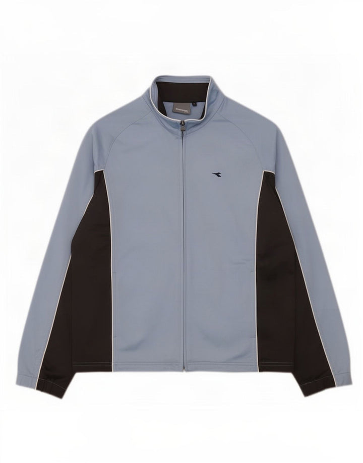 Diadora træningsdragt topjakke til kvinder UK 16 Large Blue Colourblock Polyester