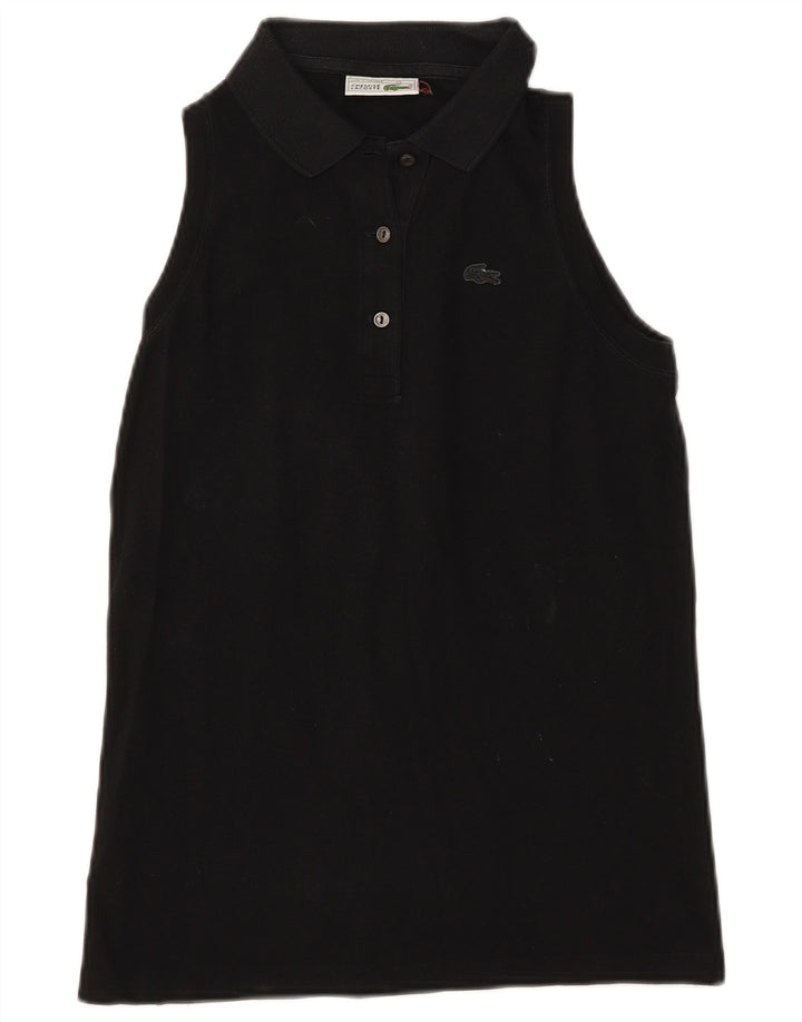 Lacoste Dame Ærmeløs Polo Shirt Størrelse 40 Medium Sort Bomuld