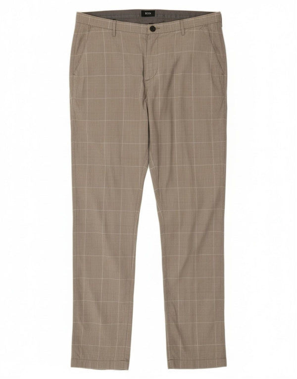 Hugo Boss Herre Slim Fit Chino Bukser IT 52 XL W36 L33 Grå Houndstooth