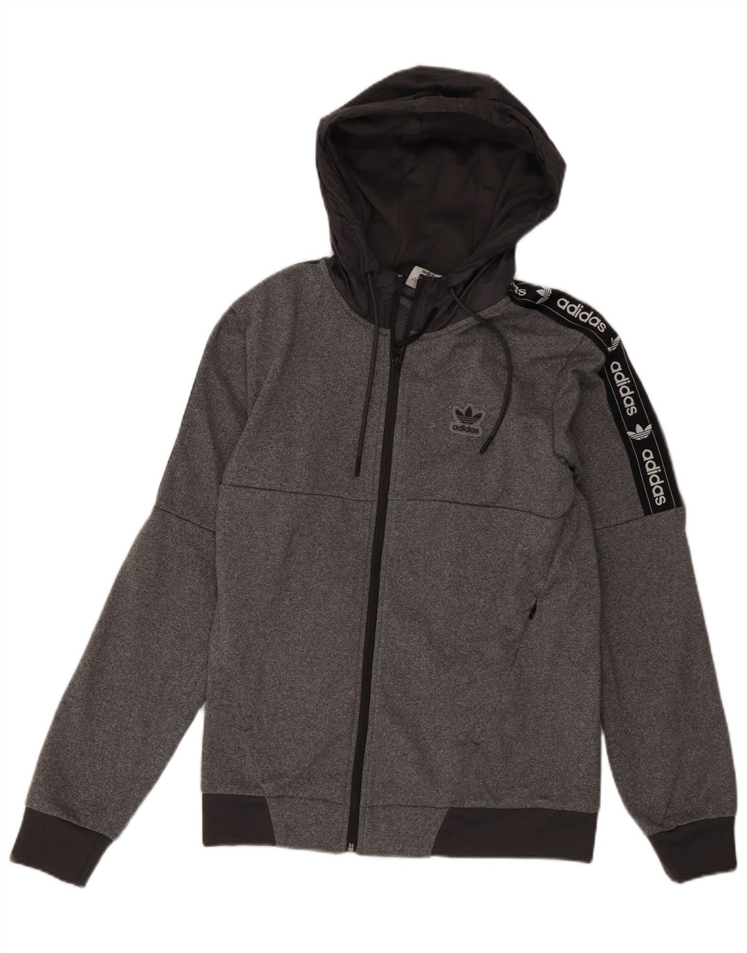 Adidas Herre grafisk hættetrøje med lynlås, lille grå Colourblock Polyester