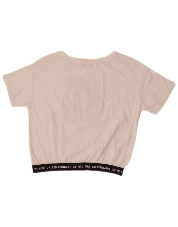 Benetton Girls Crop Grafisk T-shirt Top 10-11 år XL Hvid Colourblock