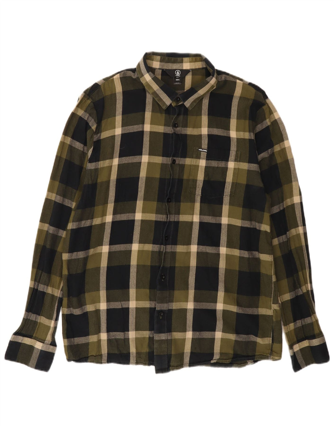 VOLCOM Herre flannelskjorte stor kaki ternet bomuld
