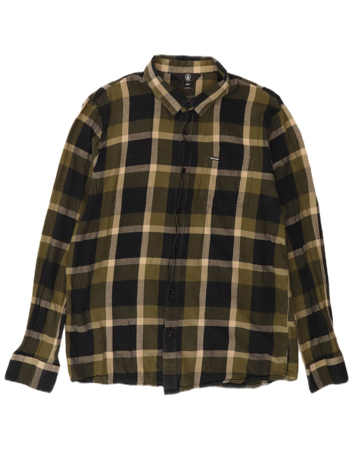 VOLCOM Herre flannelskjorte stor kaki ternet bomuld