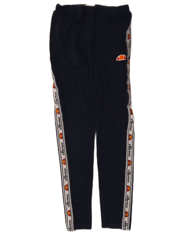 Ellesse Womens Grafiske Leggings UK 12 Medium Navy Blue Colourblock Bomuld