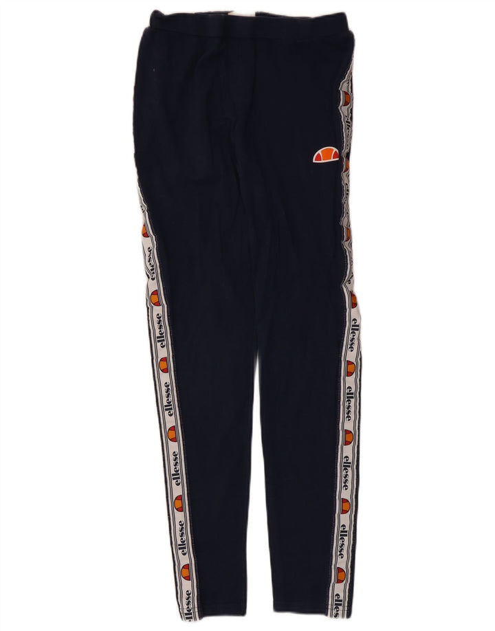 Ellesse Womens Grafiske Leggings UK 12 Medium Navy Blue Colourblock Bomuld
