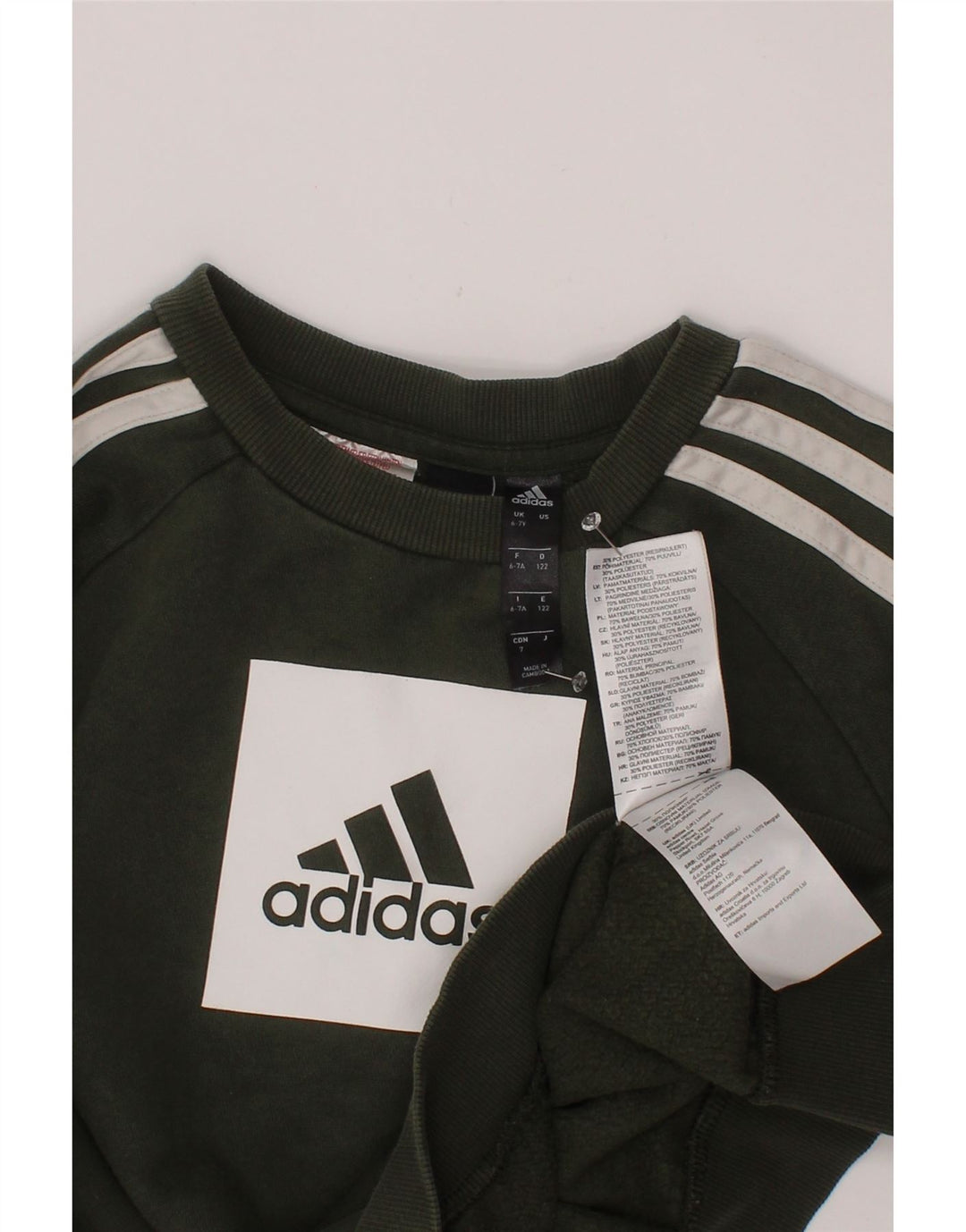 ADIDAS Grafisk Sweatshirt-trøje til drenge 6-7 år Khaki Bomuld