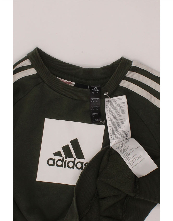ADIDAS Grafisk Sweatshirt-trøje til drenge 6-7 år Khaki Bomuld