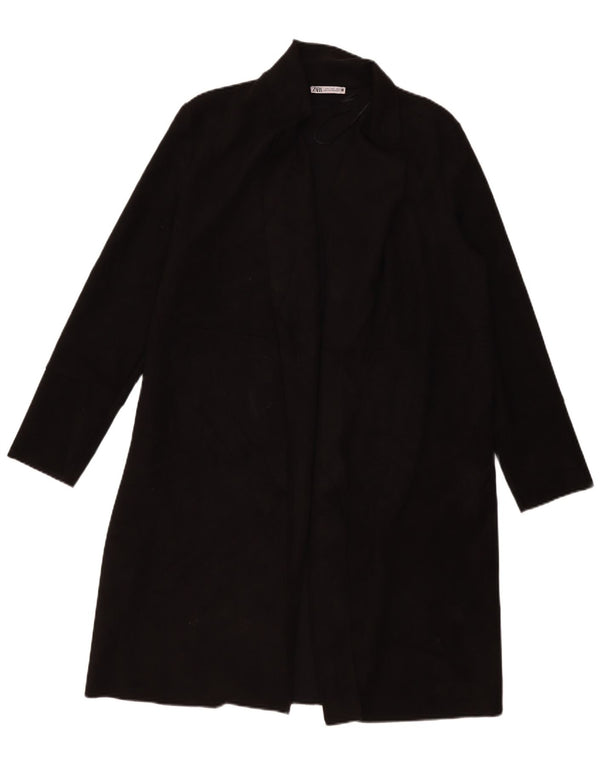 Zara Womens Open Overcoat UK 16 Large Black