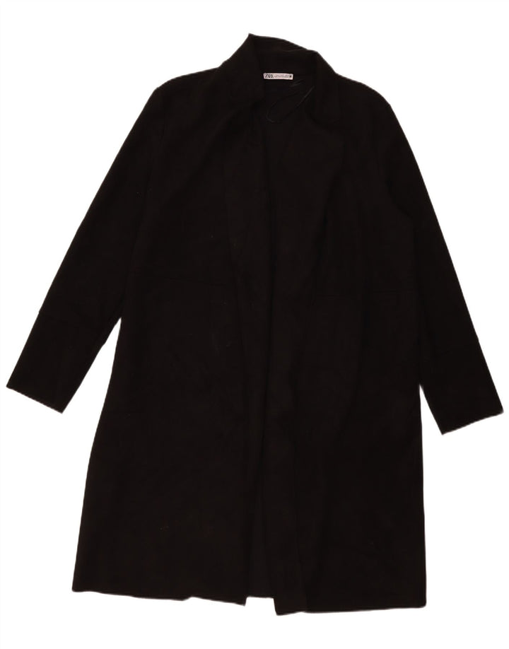 Zara Womens Open Overcoat UK 16 Large Black