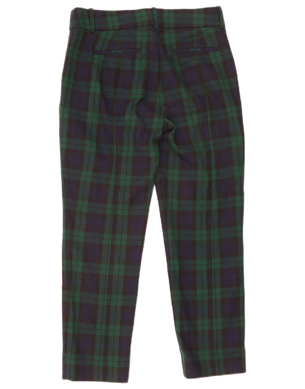 J. Crew Dame Cameron Cropped Trousers US 6 Medium W30 L26 Green Plaid