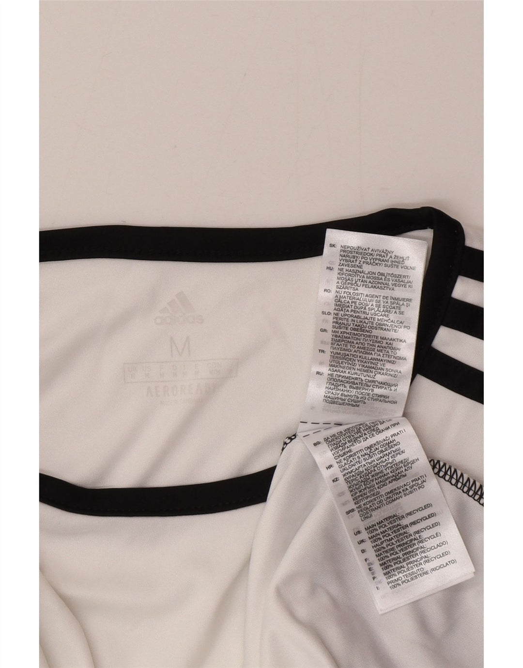 Adidas Herre Aeroready T-Shirt Top Medium White Colourblock Polyester