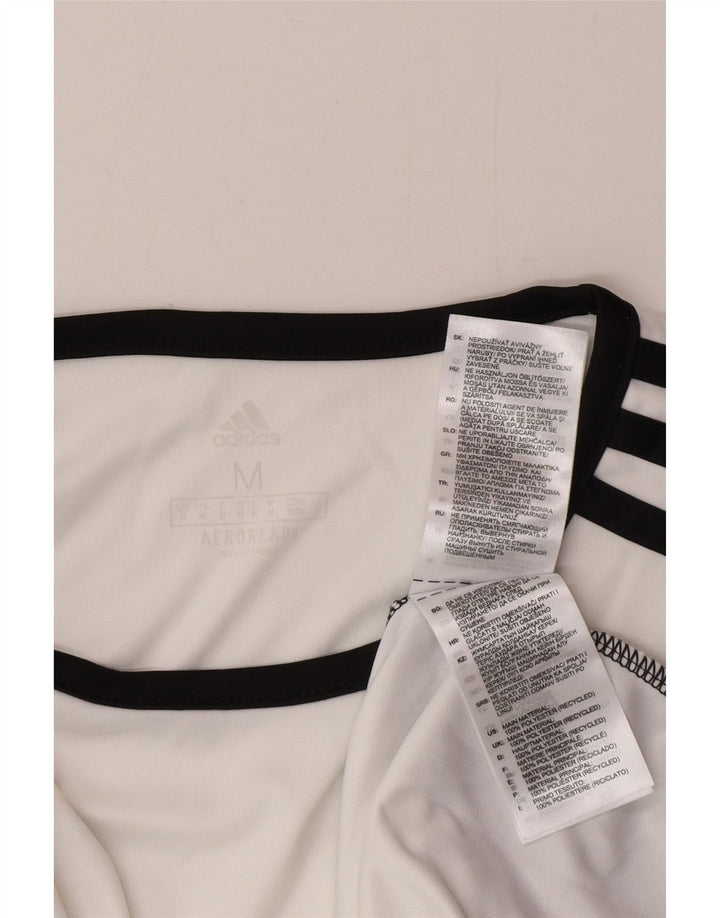 Adidas Herre Aeroready T-Shirt Top Medium White Colourblock Polyester