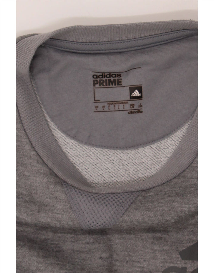 ADIDAS Mens Climalite Graphic Sweatshirt Jumper Large Grey Polyester Vintage Adidas and Second-Hand Adidas from Messina Hembry 