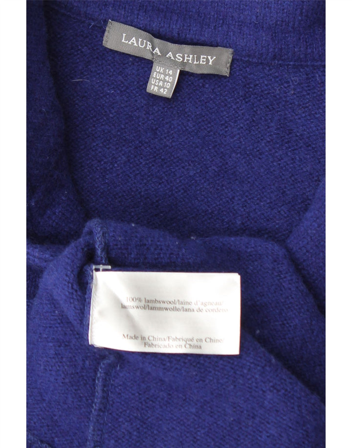 Laura Ashley Dame 4-knaps blazerjakke UK 14 Medium Blue Wool