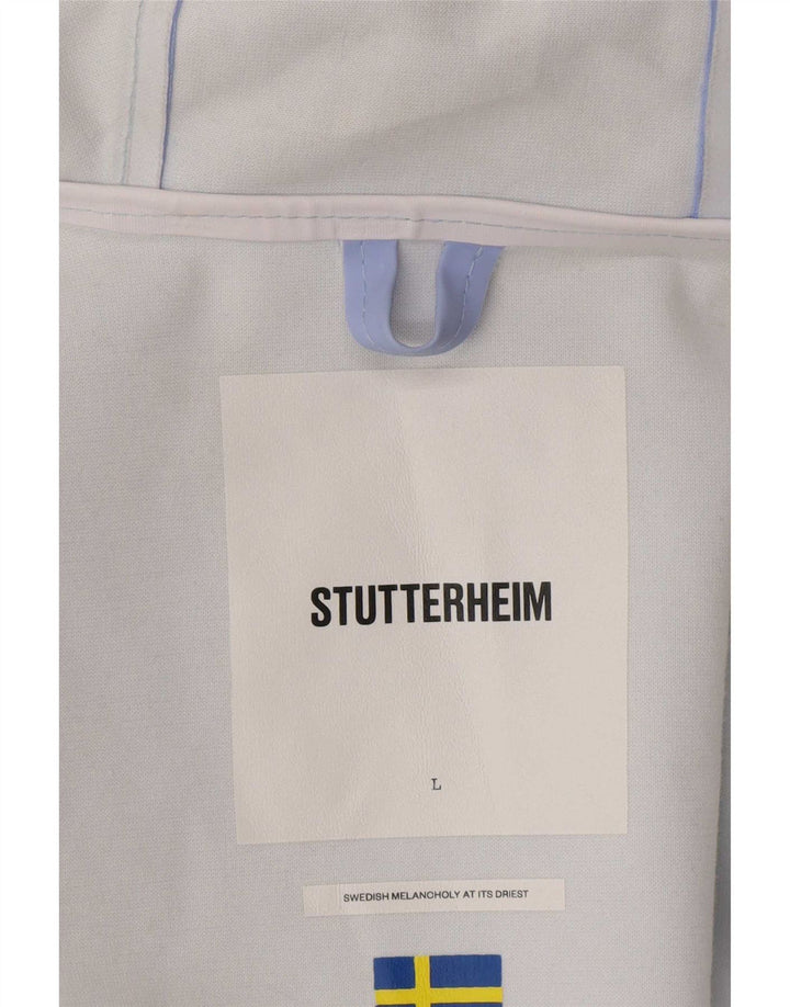 Stutterheim Regnfrakke med hætte til mænd UK 40 Stor blå bomuld