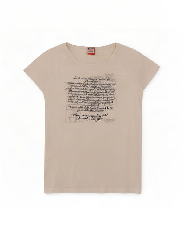 Champion Womens Heritage Fit Grafisk T-shirt Top UK 14 Stor hvid bomuld