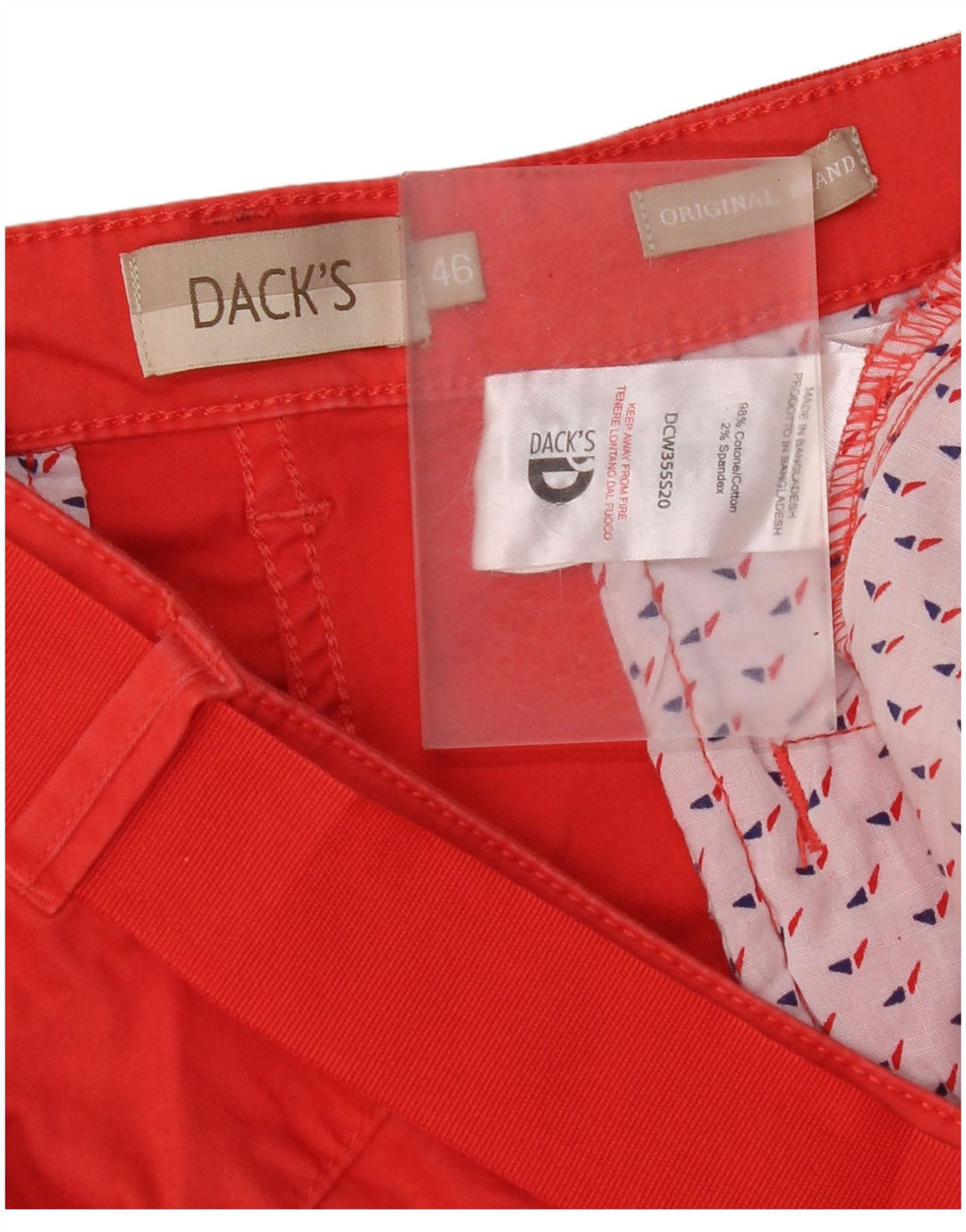 Dacks Regular Fit Chino Shorts IT 46 Large W34 Rød Bomuld