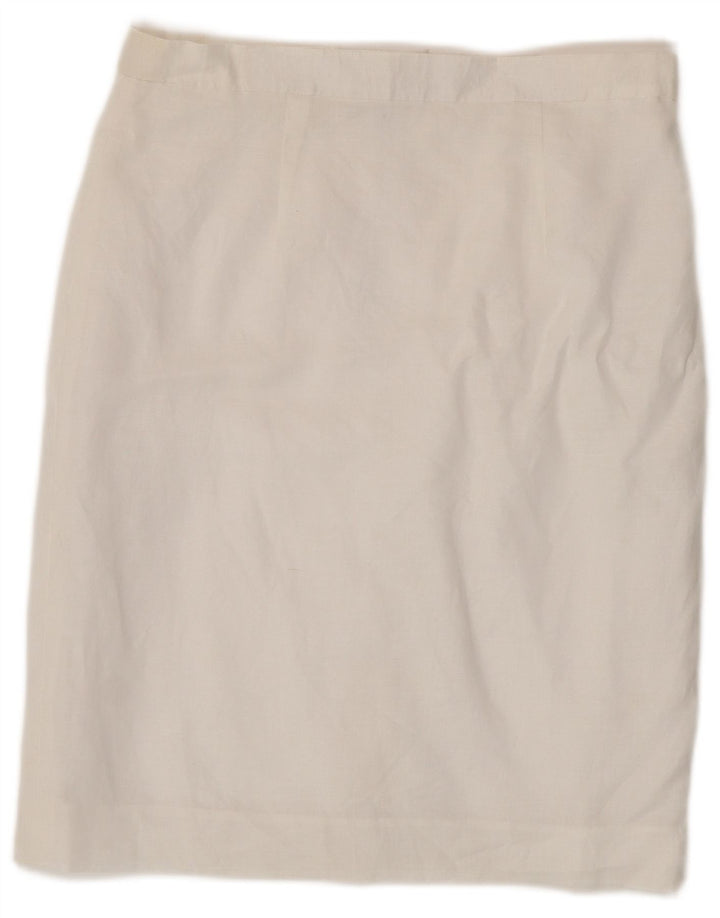 VINTAGE Womens Pencil Skirt UK 12 Medium W30  White Linen