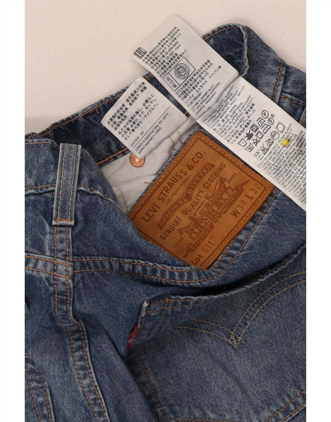 Levi's Herre 511 Slim Jeans W34 L32 Blue Cotton
