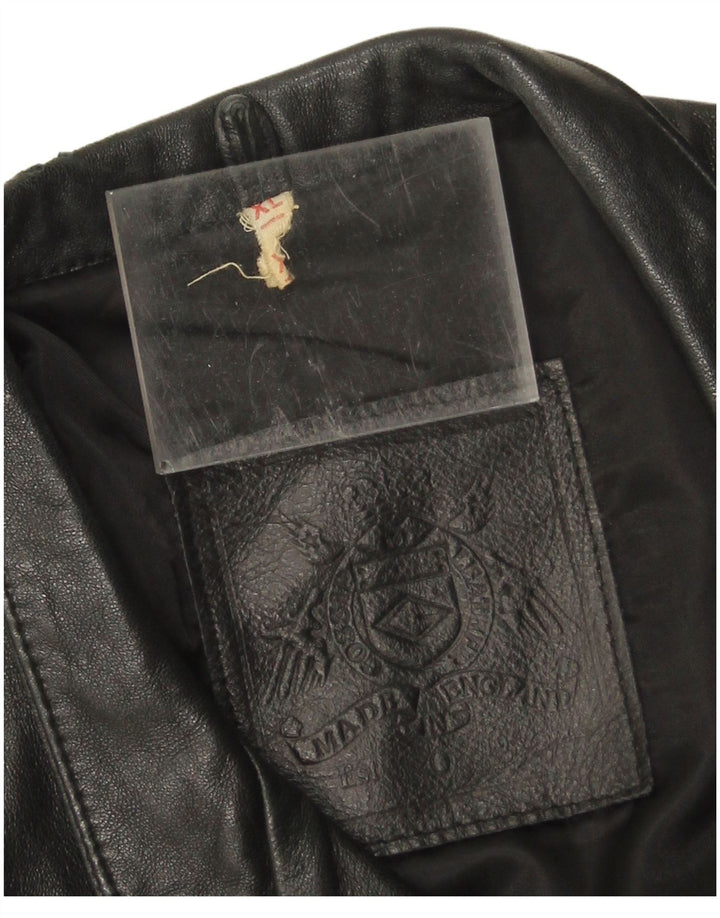 Vintage læderfrakke til kvinder UK 18 XL sort læder