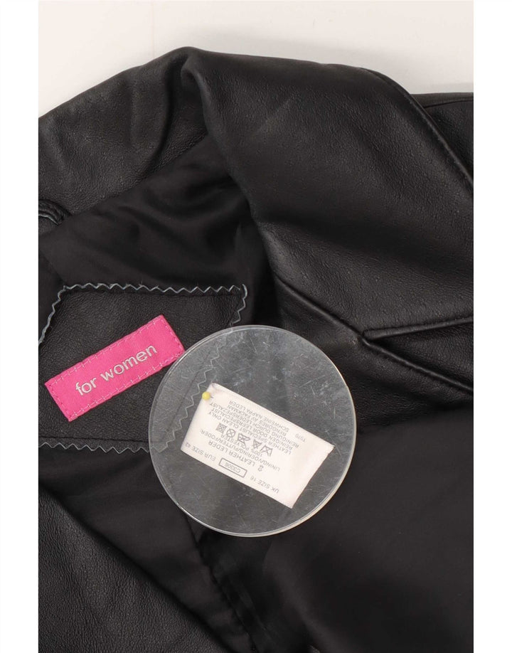 Vintage kvinders læderfrakke UK 16 Large Black